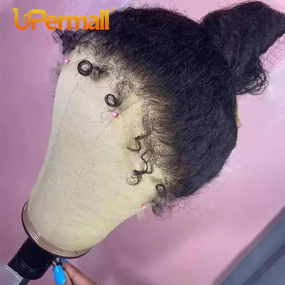 Upermall Yaki 28 cali 13x6 13x4 Lace Frontal Kinky Straight Curly Baby Hairline HD Transparent Full Front Only Hybird Human Hair