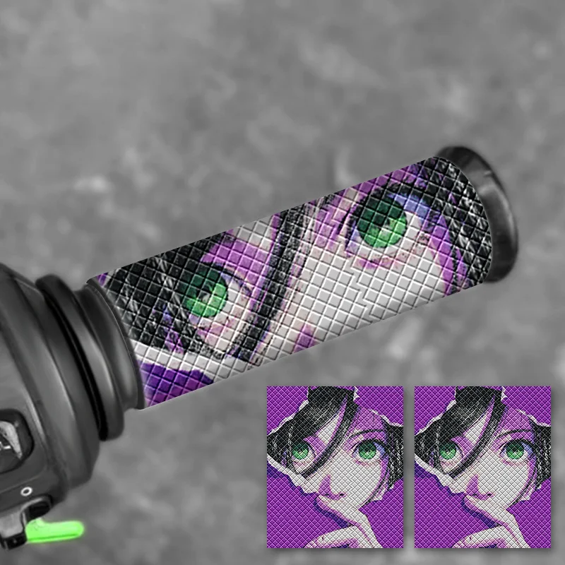 2Pcs JDM Girls Eye Handlebar Sticker, Diamond Pattern Waterproof Anti-Slip Decal for E-Bike Mod