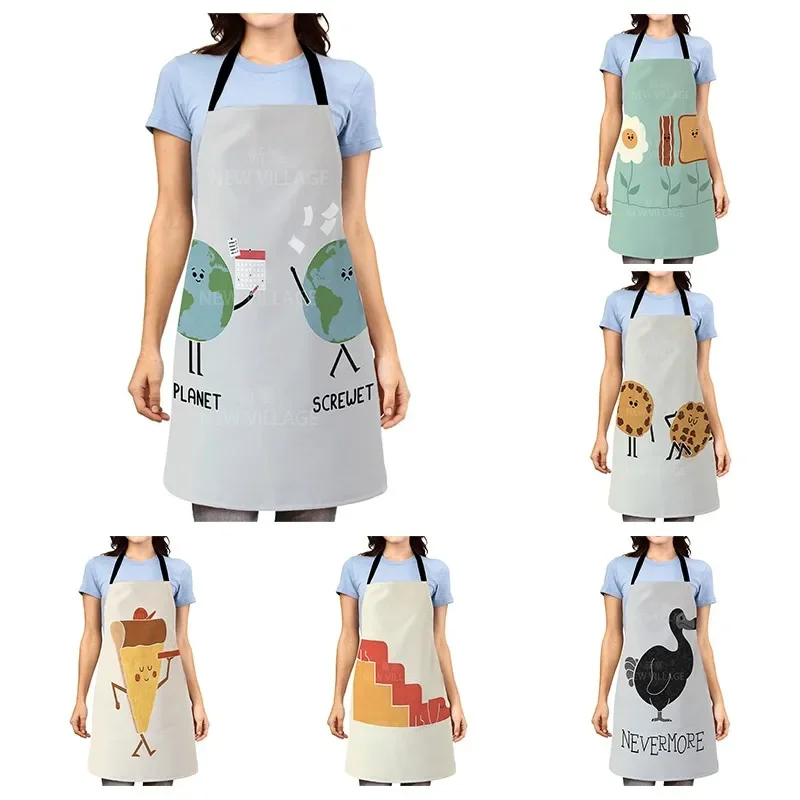 Colorful Geometric Apron for Women Sleeveless Lattice Wave Dots Aprons Home Cooking Baking Bib Cleaning Tools Pinafores Tablier