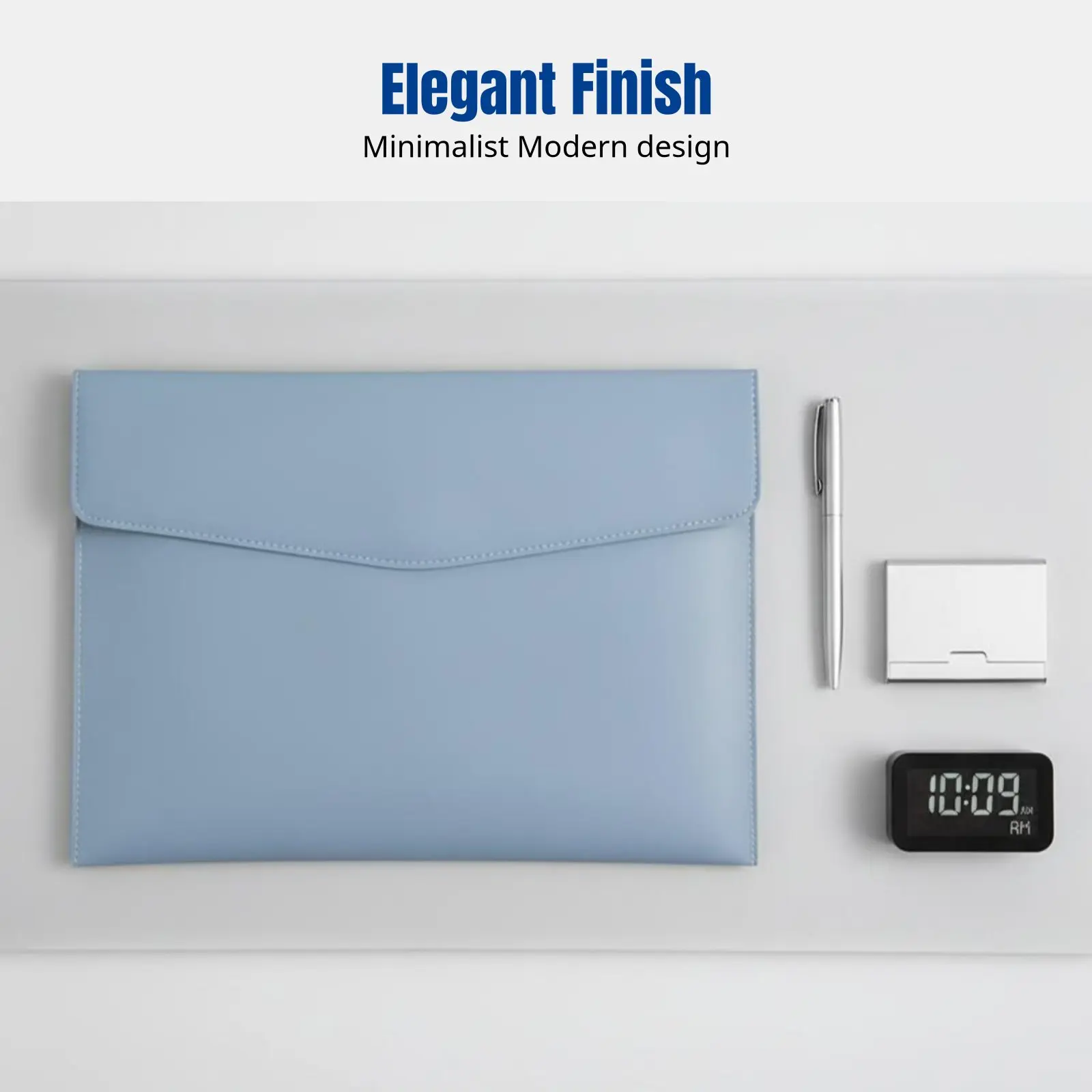 Leather Document Bag, Letter Size, Snap Closure, Envelope Design, Large Capacity, Multi-Color, Business Office Storage
