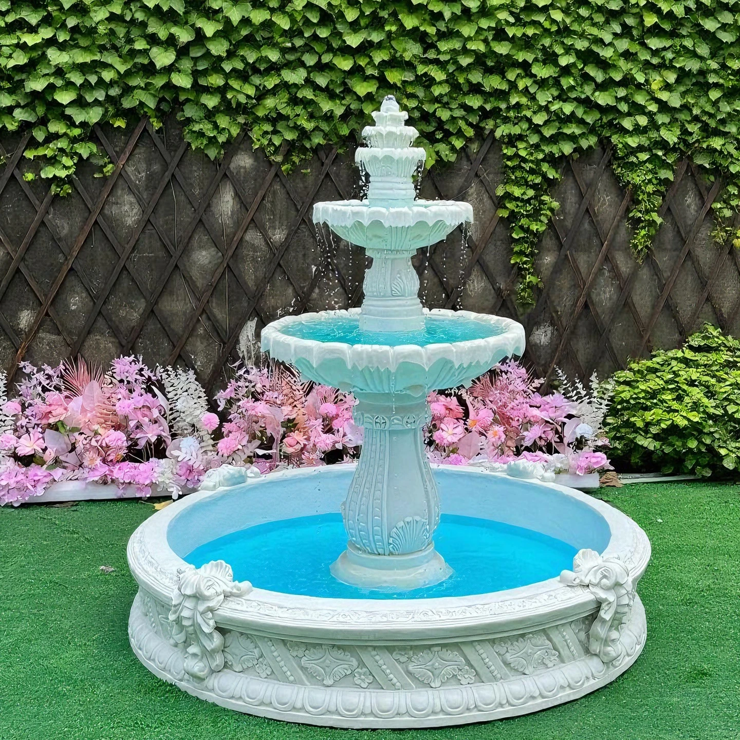 European Outdoor Courtyard Decoration Ornaments Garden Villa Balcony Garden Fountain Flowing Pool Wedding Resin Wishing Pool