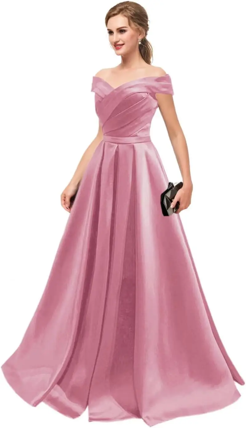 Fora do ombro vestidos de baile longo com bolsos uma linha formal vestidos de baile de noite cetim vestido de festa militar vestidos de noite