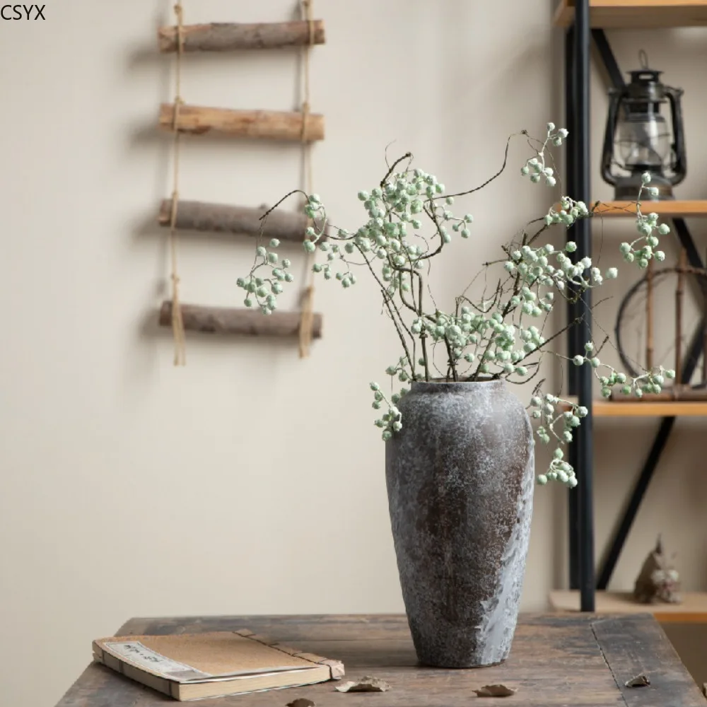 Jingdezhen Wabi Wind Ceramic Handmade Vase Mottled Old Dried Flower Arrangement Living Room Decoration  Home Decoration Vase