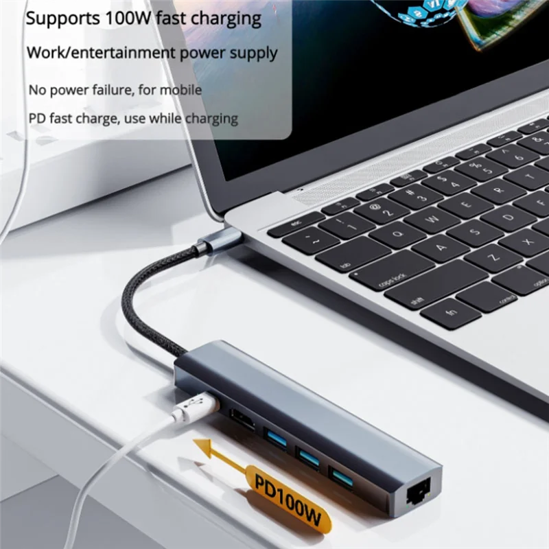 

A23F-PD RJ45 Docking Station For Thunderbolt Dock Adapter Type C To Usb 3 0 Splitter Hub Laptop Usb Expander Gigabit Hub
