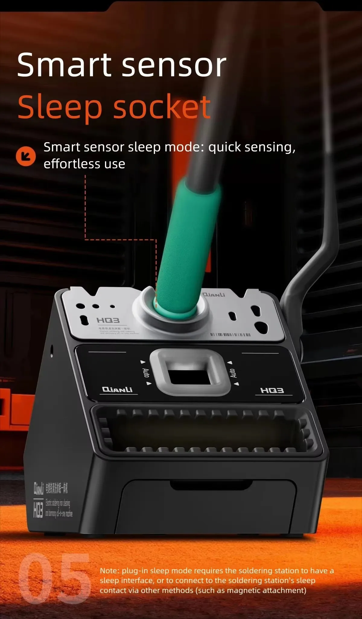 QIANLI HQ3 Smart Soldering Iron Cleaning Sleep All in One Station Automatic Induction Dual Copper Brush Cleaner for Tips Cleanin