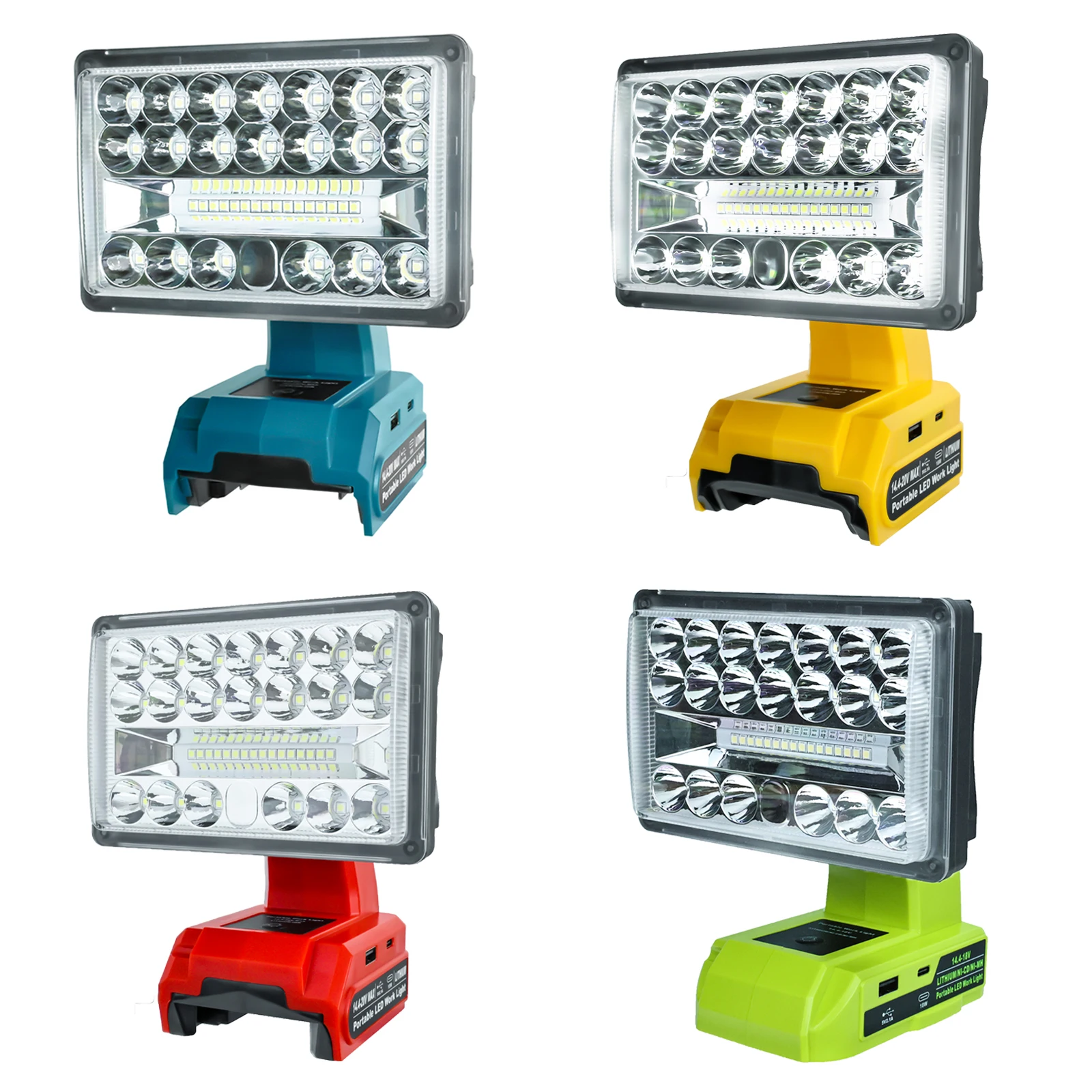 28W 2000LM LED Work Light for Dewalt/Milwaukee/Makita/Bosch/Ryobi 18V Li-ion Battery with USB Type-C Port Outdoor Flashlight