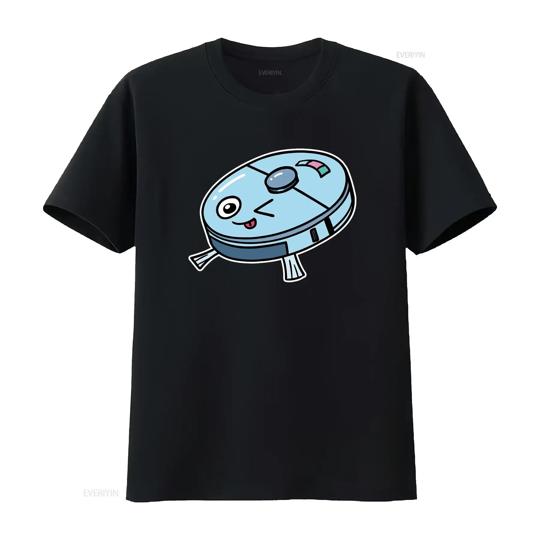 Cute Robot Vacuum Cleaner Children T Shirt vintage Washed Stylish designer clothes Stretched Casual streetwear Versatile Soft
