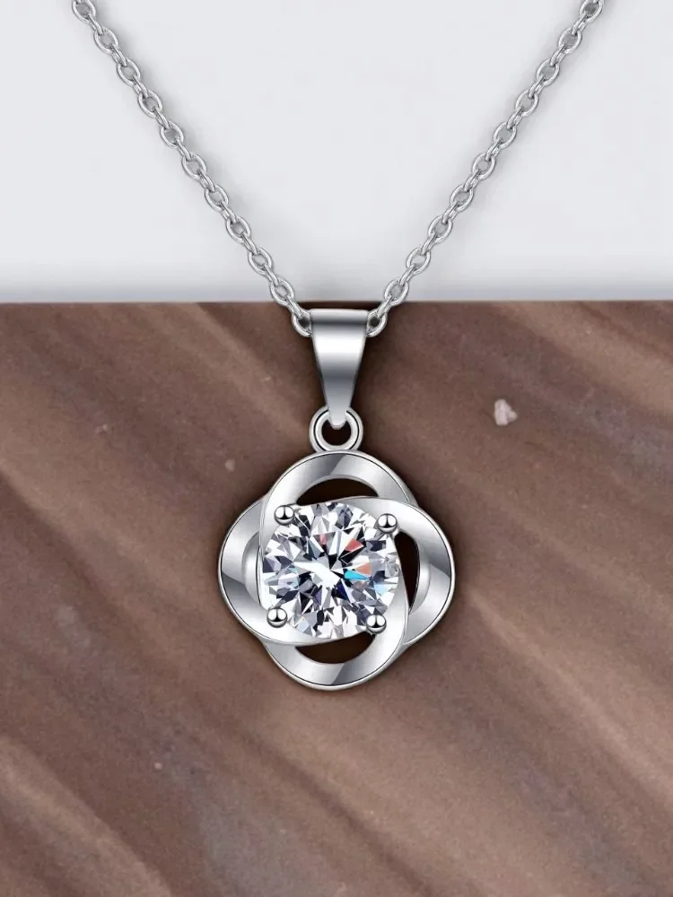 

925 Sterling Silver Moissanite Fashion Minimalism Pendant Necklace for Women GRA Certified
