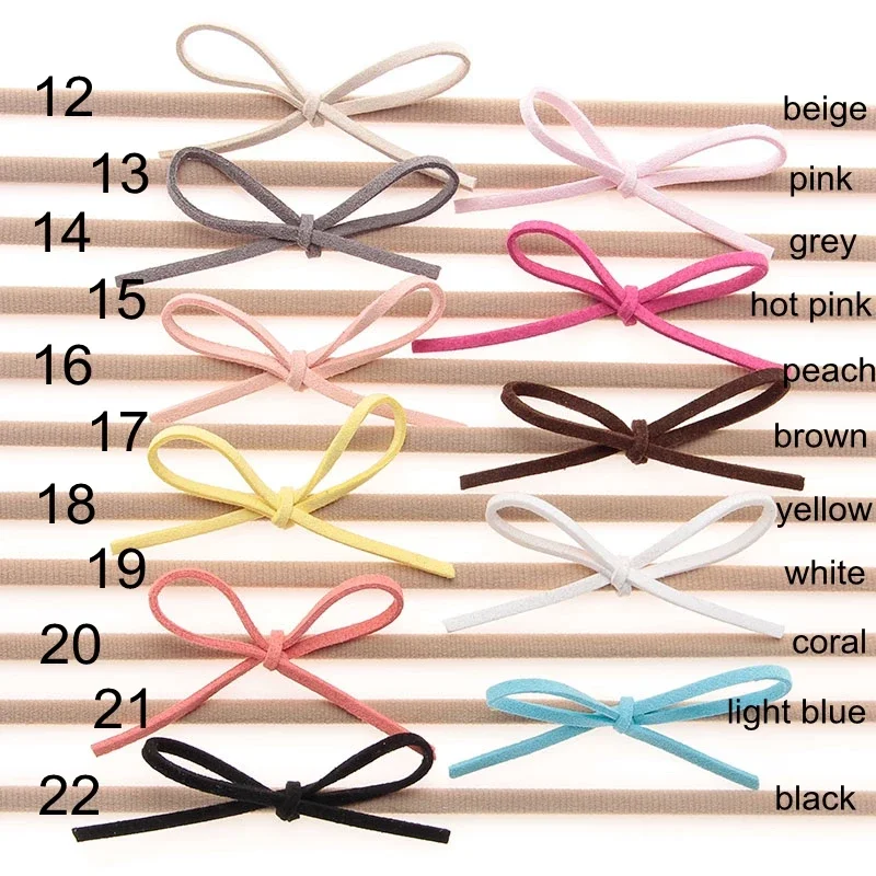 Yundfly 10PCS 22 Colors Nylon Headband Kids Girls Elastic Hair Band Suede Solid Diy Bow Kids Hair Accessories Photography Props