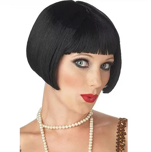 Perucas curtas e retas para cosplay para mulheres, cabelo sintético, perucas flapper, peruca de fantasias