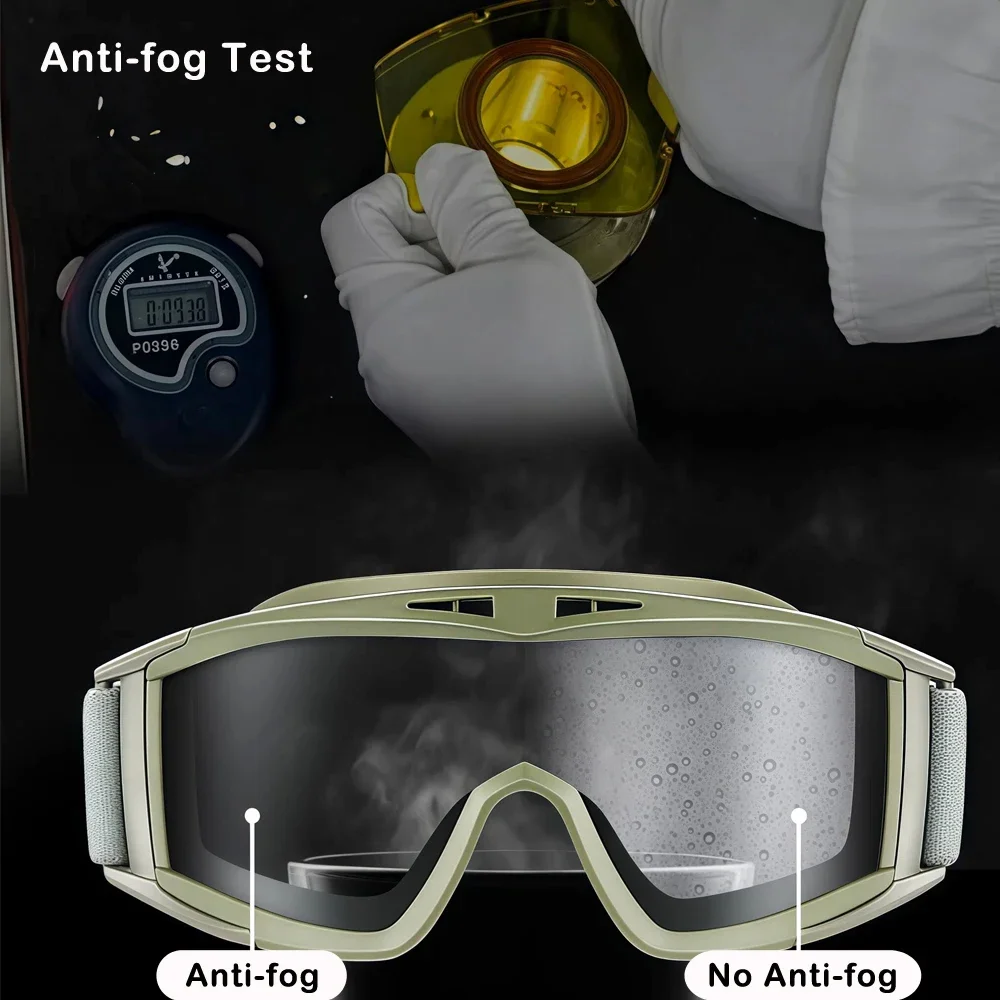 Tactical Goggles 3 Lens Anti Fog UV400 Windproof Impact-Resistant Paintball Glasses CS Game Motocross Safe Protection Eyewear