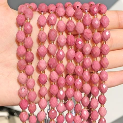 8x7mm AAA Faceted Oval Rhodonite Beads Natural Stone Pink Rice Shape Spacer Beads For Jewelry Making DIY Bracelets Accessories