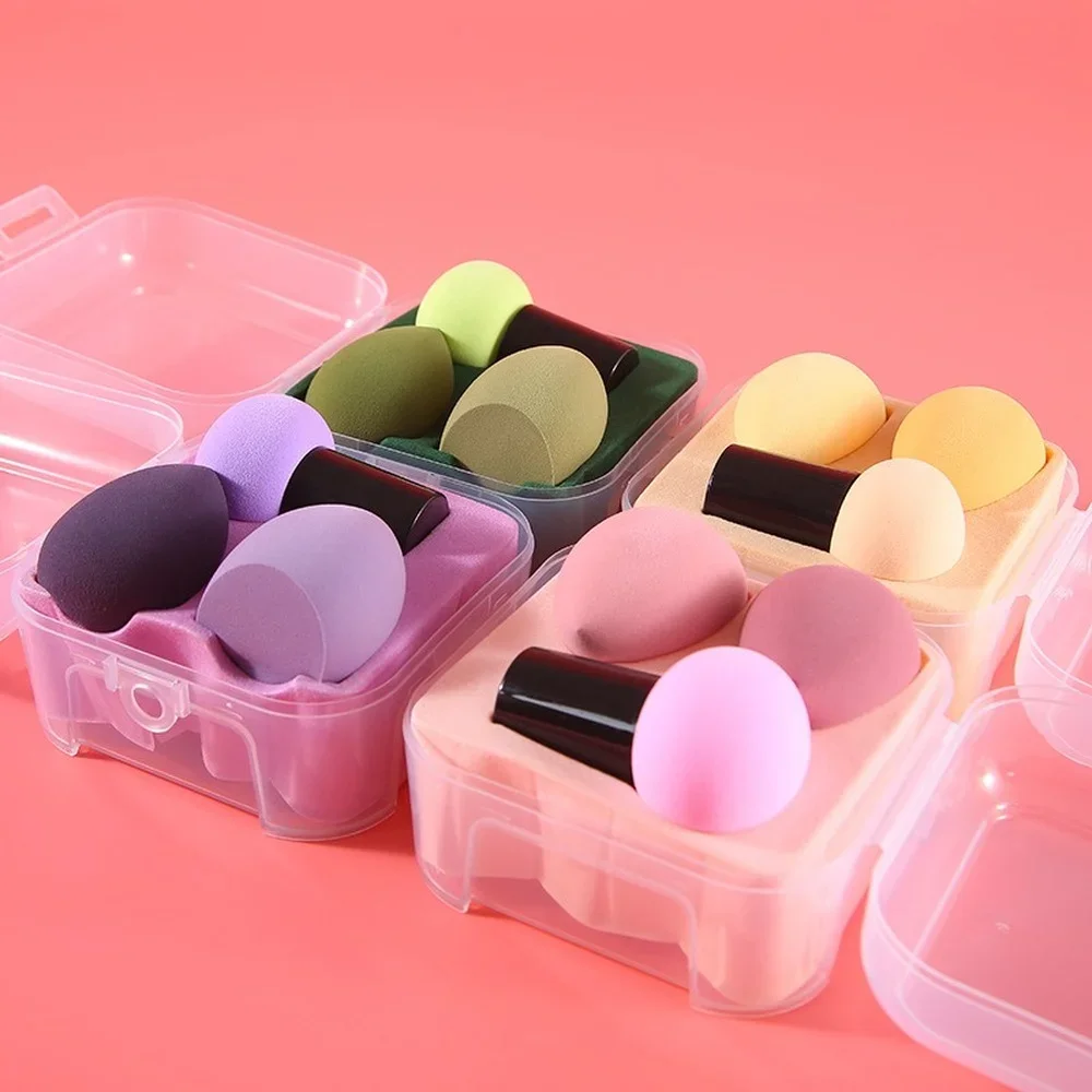 3pcs Makeup Blender Cosmetic Puff Makeup Sponge with Storage Box Foundation Powder Sponge Beauty Tool Women Make Up Accessories