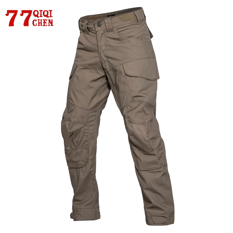 Mens Waterproof Tactical Pants Male Wear Resistant Multiple Pockets Outdoor Training Cargo Pants Casual Loose Combat Trousers