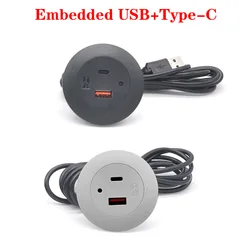 2.0A/5V USB TYPE-C caricatore da tavolo incorporato presa per divano per mobili connettore per cavo di ricarica rapida a scomparsa multifunzionale