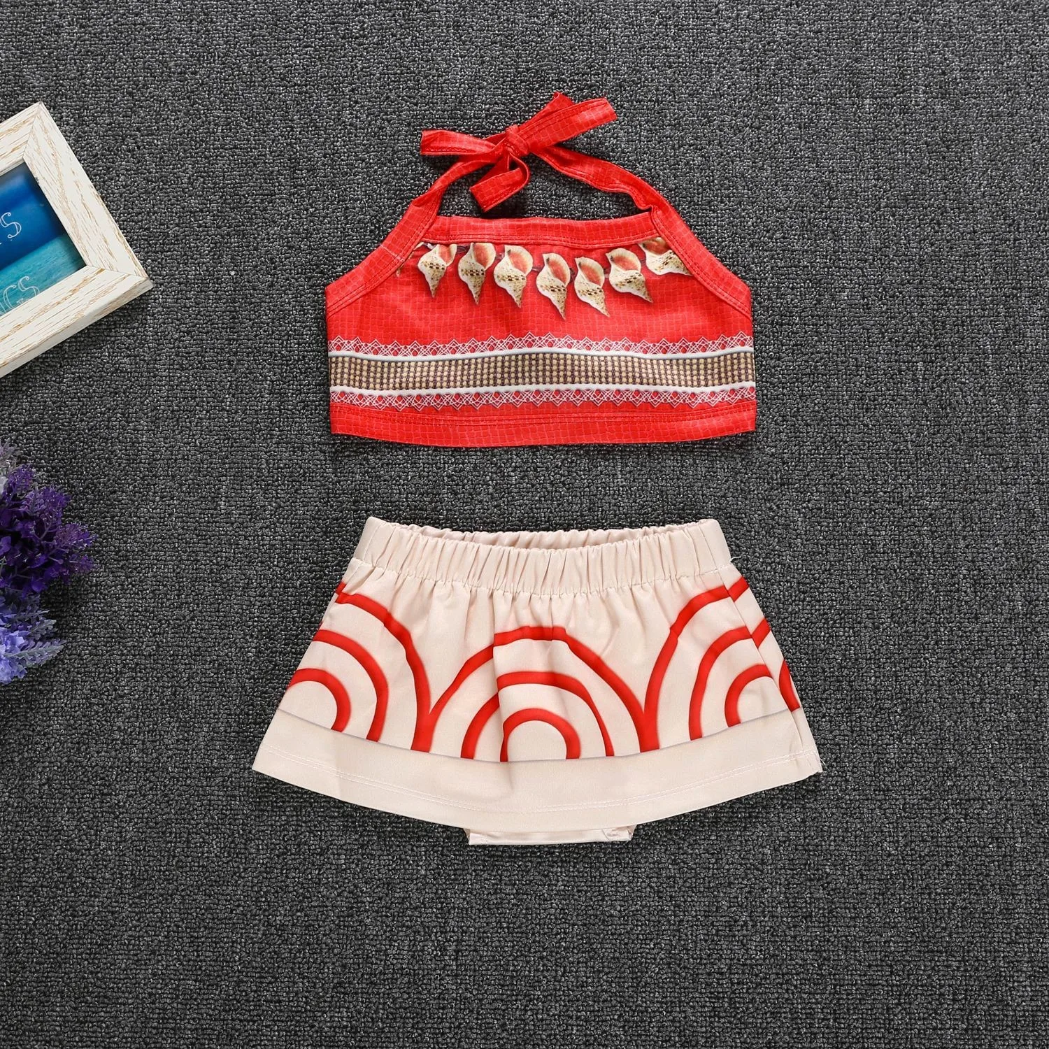 Vestido para niñas pequeñas Moana, conjunto de dos piezas para bebés y niños, Top + Pantalones, disfraz de princesa para Festival de juegos de rol Vaiana, ropa informal