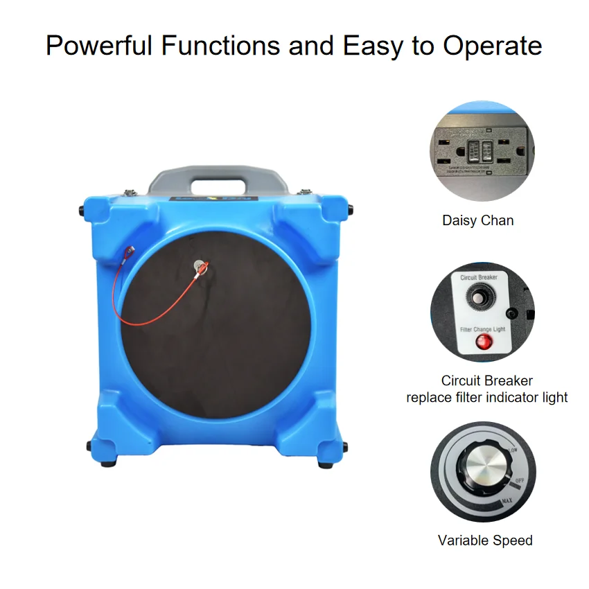 

1/4HP ETL Stackable Negative Air Cleaner Purifier Machine Air Scrubber With HEPA Filter Air Cleaning For Home Industrial