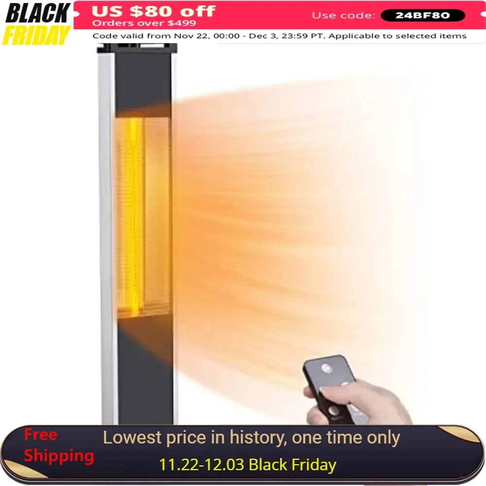 Electric Heaters Infrared Heater W/Remote 1500W Radiant Heater Super Quiet 3s Instant Warm Vertical Indoor Space Heaters