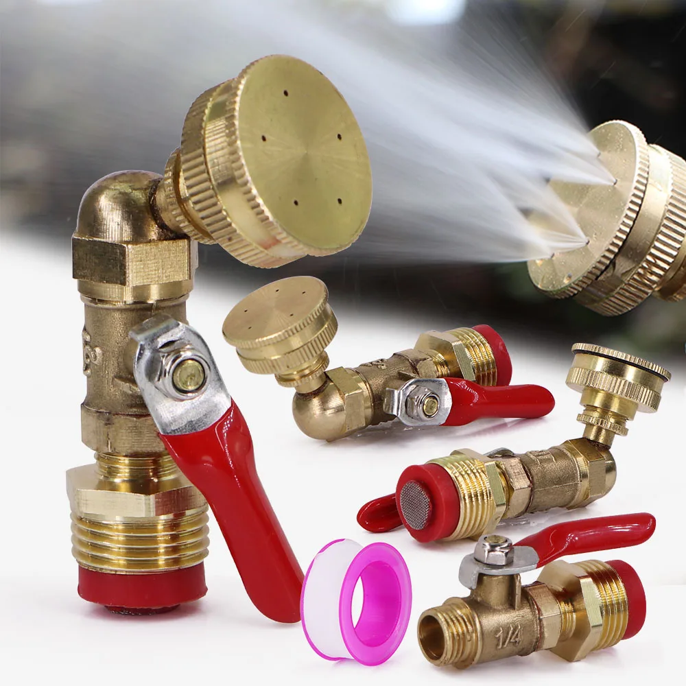 

1/2" 5-hole 45° Adjustable Mist Amotizer with Ball Valve Garden Lawn Sprayer Irrigation Sprinkler Agriculture Watering Fitting