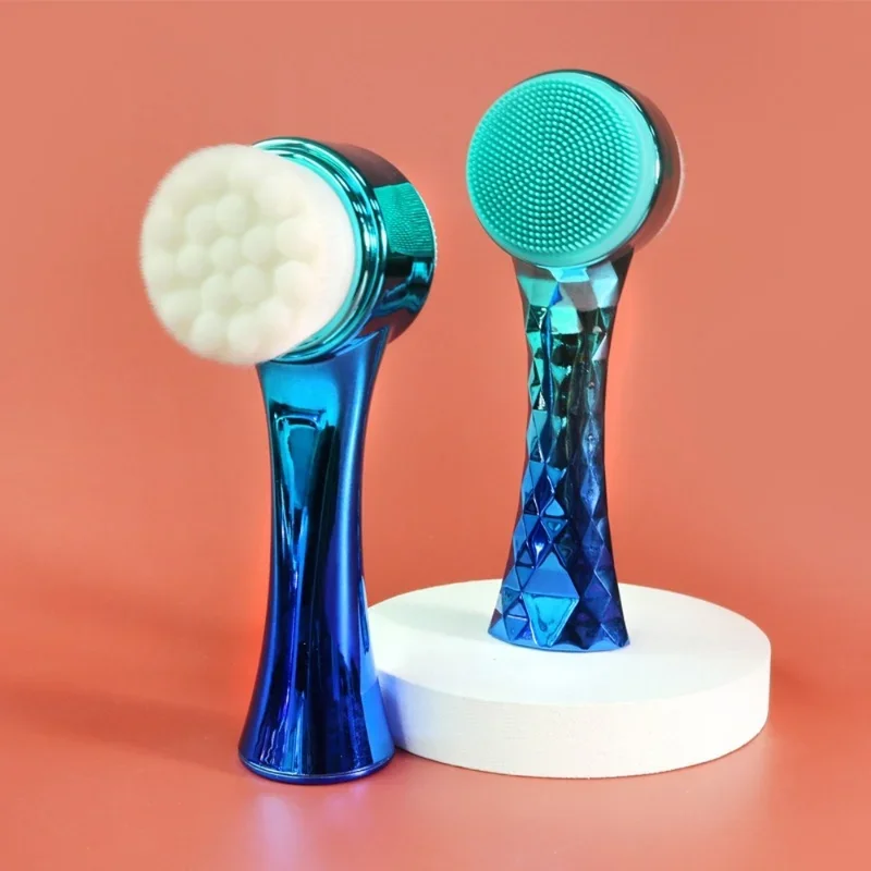 Silica Gel Facial Brush Double Sided Facial Cleanser Blackhead Removing Product Pore Cleaner Exfoliating Facial Brush Face Brush