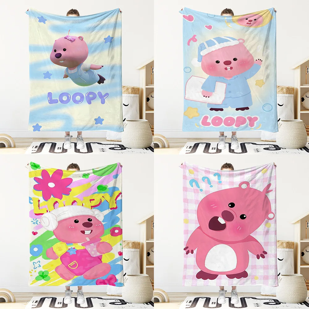 Cartoon beave Flannel Beaver Digital Print Office Nap Blanket, Air-conditioned Room Cover Blanket Y2k Fashion Toy Anime 70x100cm