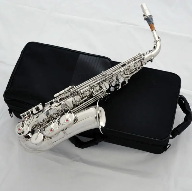 

Серебристый никель Альт-саксофон Eb Sax Черный корпус ключ High F #