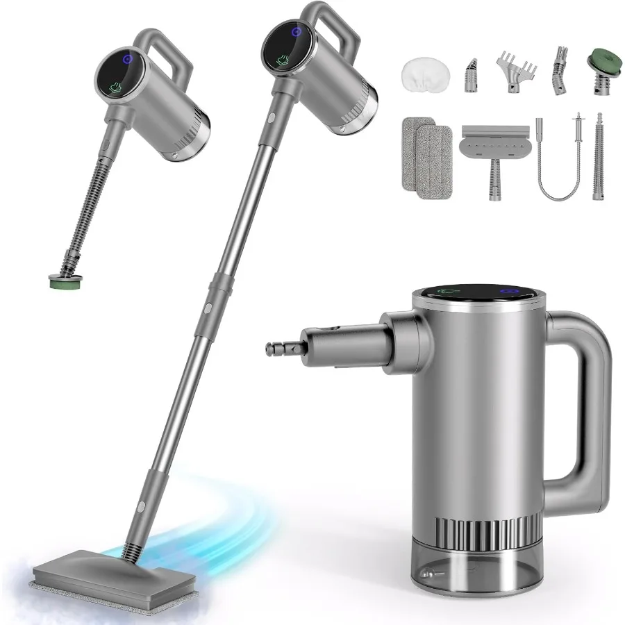 Alat Pel Uap 11in1 yang Dapat Dilepas dengan Tangki 380mL, Pembersih Uap Genggam 260 untuk Lantai Kayu Keras, Ubin, Celah, Jendela, Kamar Mandi, Dapur