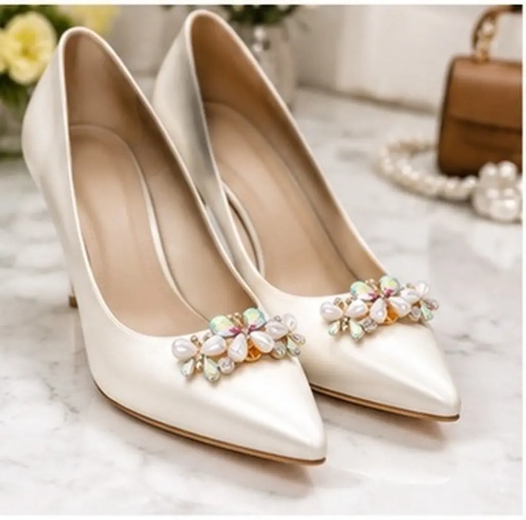 1Pair Rhinestone High Heel Shoe Clips Crystal Detachable Bow Wedding Bridal Party Shoe Charms Accessories Crystal Shoes Clip