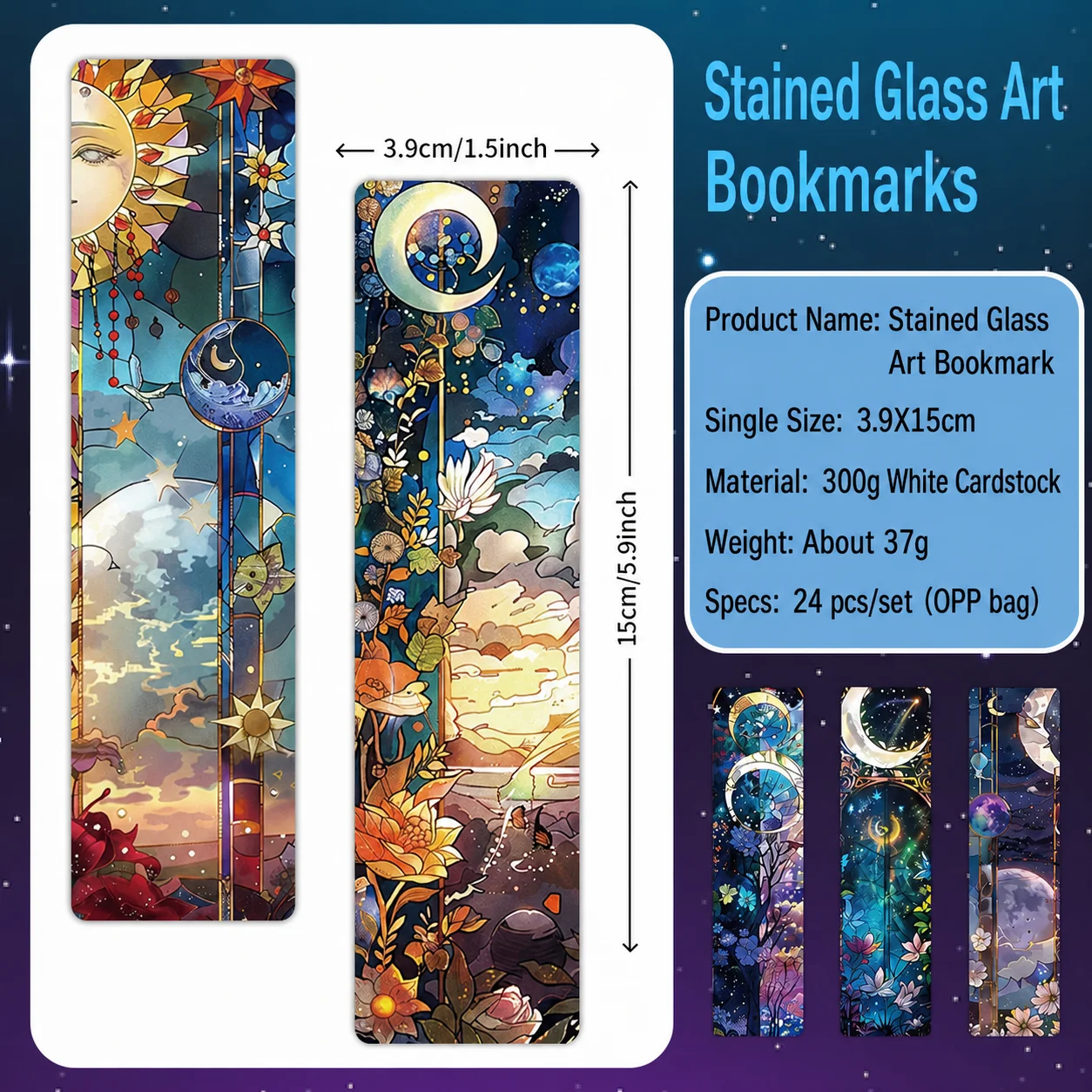 Book Lover Bookmark Single Sided Printed Paper Bookmark Book Page Marker Celestial Floral Reading Bookmark For Student Reward