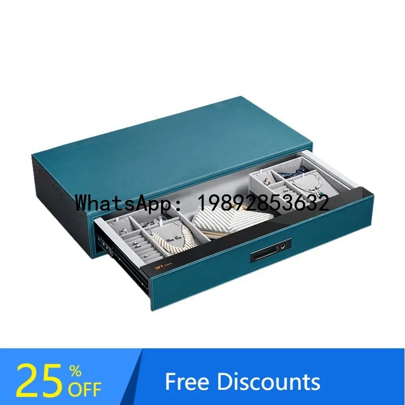 CZ Leather Fingerprint Home Wardrobe External Drawer Safe Self-Ejecting Jewelry Storage Drawer Safe