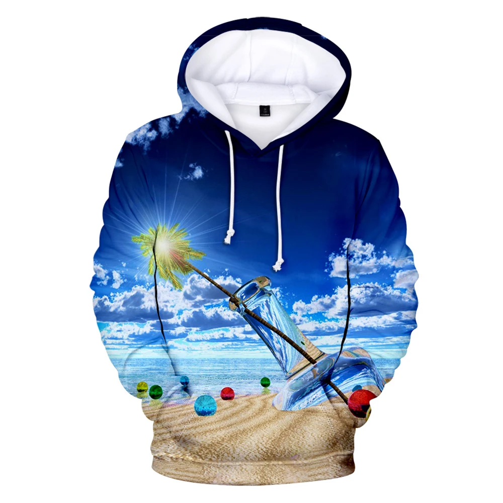 Hoodie men and women summer scenery pure cotton 3D digital printing trend high street heavyweight long sleeve sweatshirt