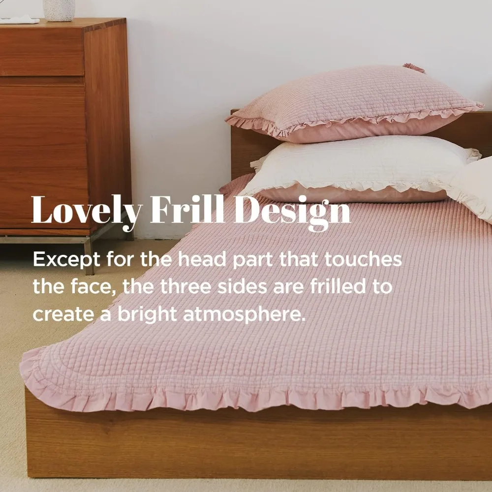 غطاء سرير مزدوج الحجم مزركش بالقطن، 63 × 83 بوصة - بطانية مبطنة ناعمة قابلة للتنفس ومغسولة