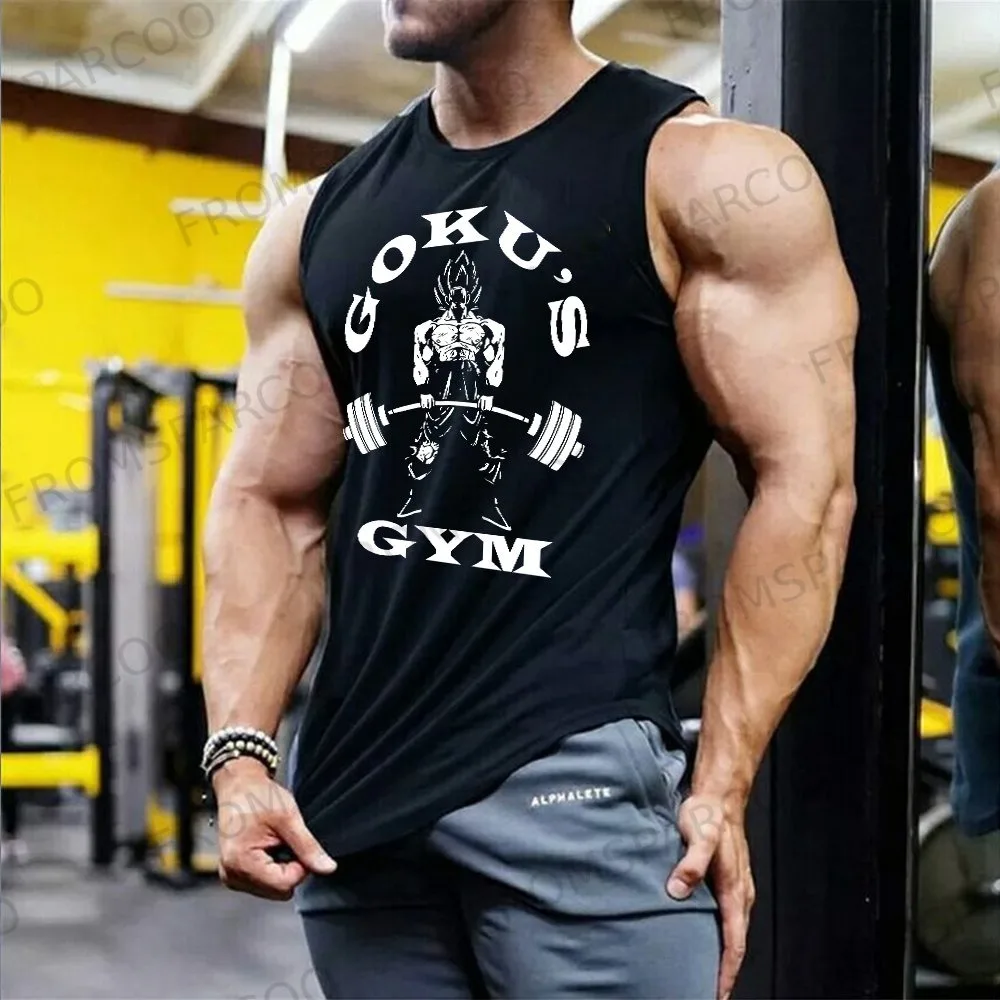 Nuevo Dragon Ball Anime Goku camiseta sin mangas con estampado periférico gimnasio hombres Casual deportes sueltos moda de verano chaleco de algodón puro ins