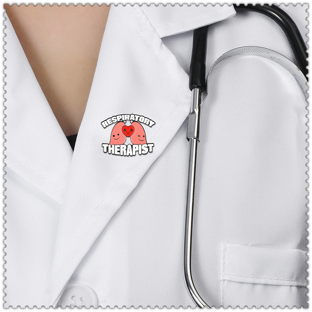 Hanreshe Cartoon Heart Lung Enamel Pin Medical Respiratory Therapist Brooch for Doctor Nurse Lapel Badge Accessories Gifts