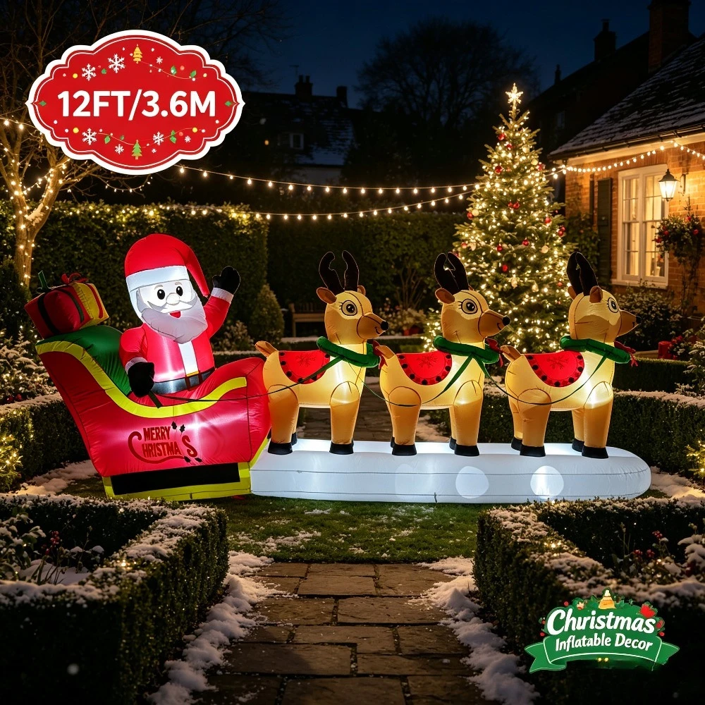 Equipo de Trineo de Reno y Pap - Xmas Outdoor Lighting Decorations reseña y precio