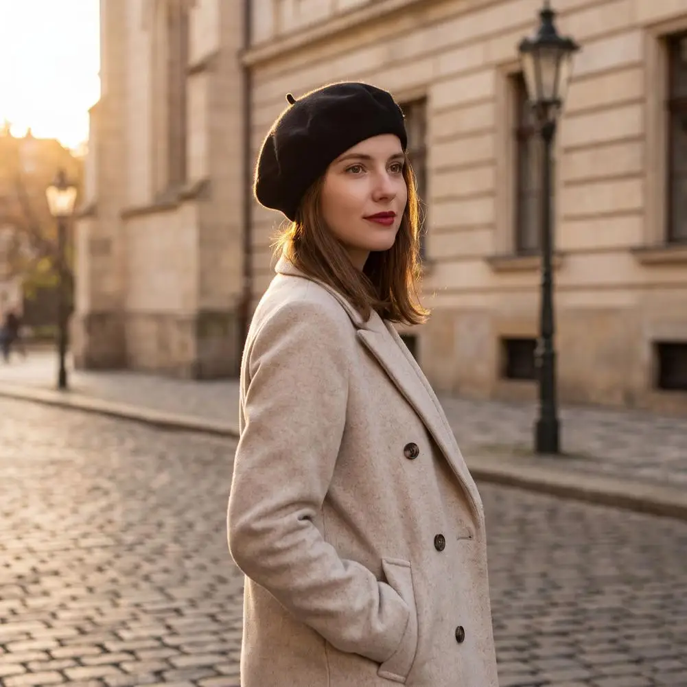Style Beret for Women Women Beret Hat Solid Color Warm Artist Cap Cozy Vintage Chic Painter Hat for Winter Travel Café Dating