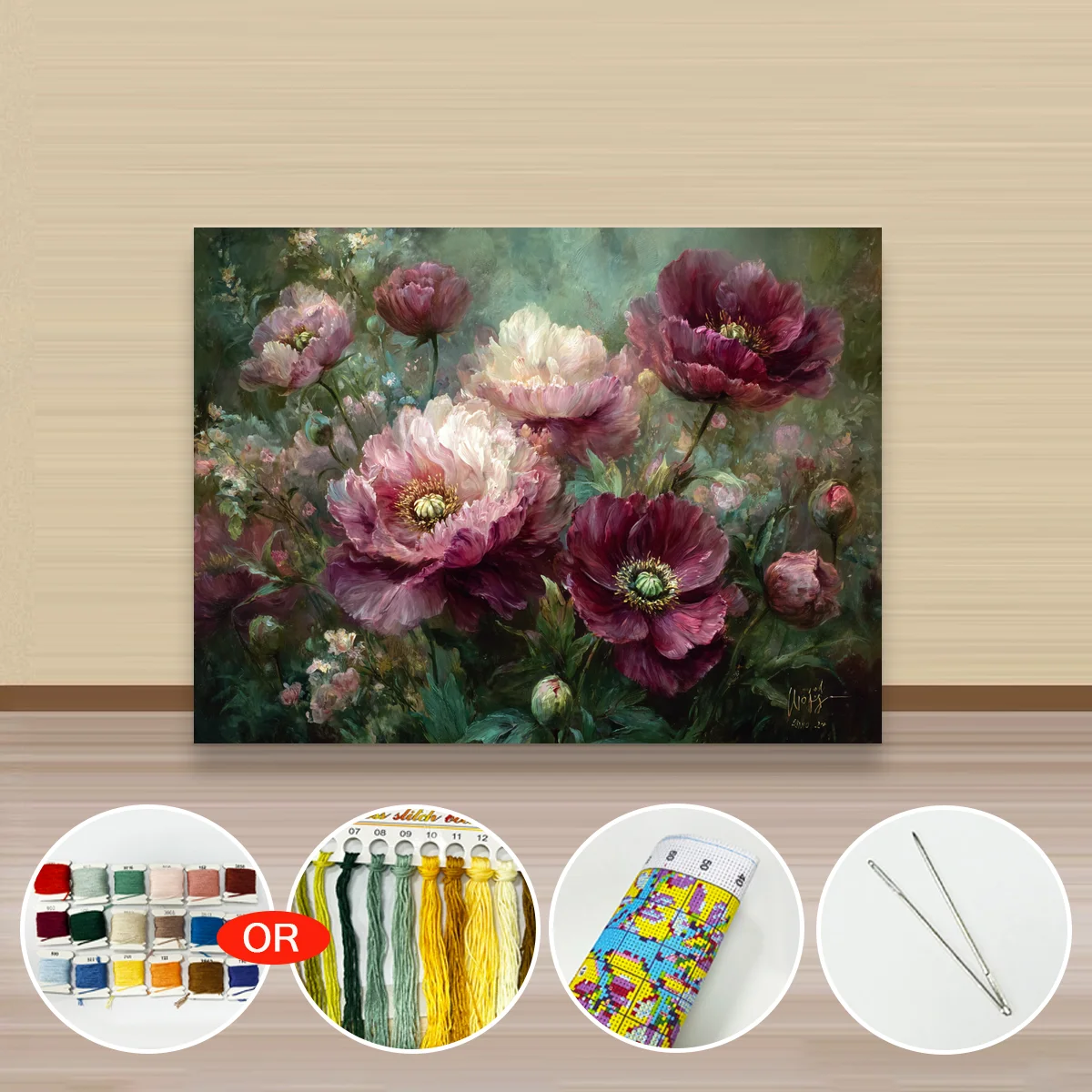 1 Stück, 30 x 40 cm / 11,8 x 15,7 Zoll, 11CT/14CT Kreuzstich-Set, DIY-Stickset als Geschenk zum Valentinstag, für Festivals, Blumenmotive. – Detail 3