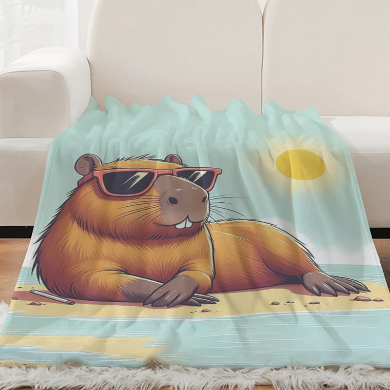 Custom Blanket H-Capibaras Warm Winter Blankets Microfiber Bedding King Size Blanket Fluffy Soft Blankets Knee Bed Fleece Nap