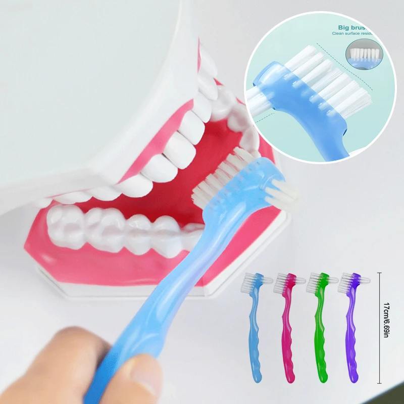 1/5Pcs Nylon Double Sided Denture Toothbrush Invisible Braces Cleaning Brush For Men Women False Teeth Brush Oral Cleaning Tools