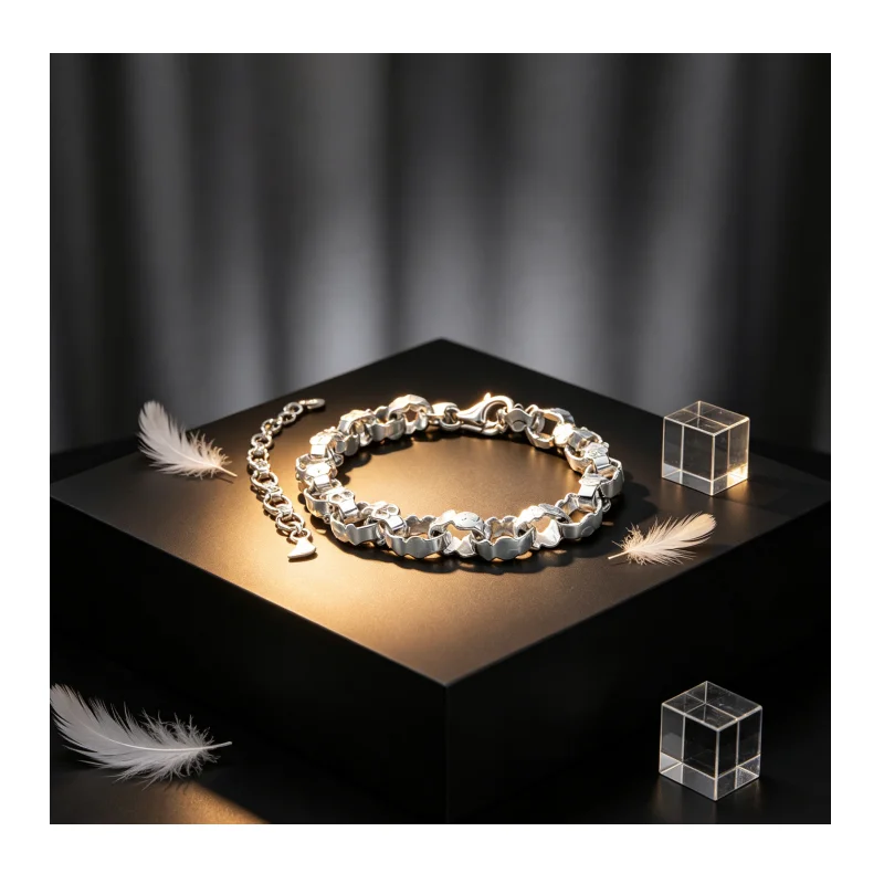 

Silver Plated Bear Link Bracelet, Cute Animal Chain Jewelry for Women