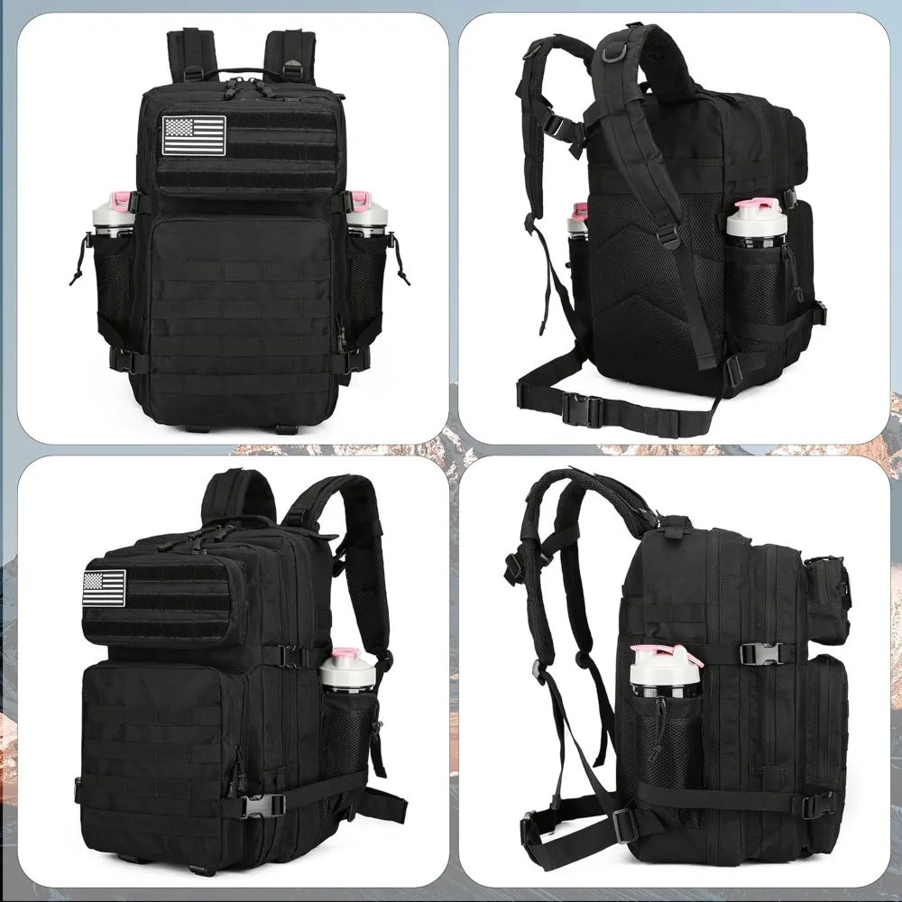 45L Tactical Assault Backpack 3 day assault pack with Molle Waterproof backpack Rucksack for Tactical Backpacks (Black)