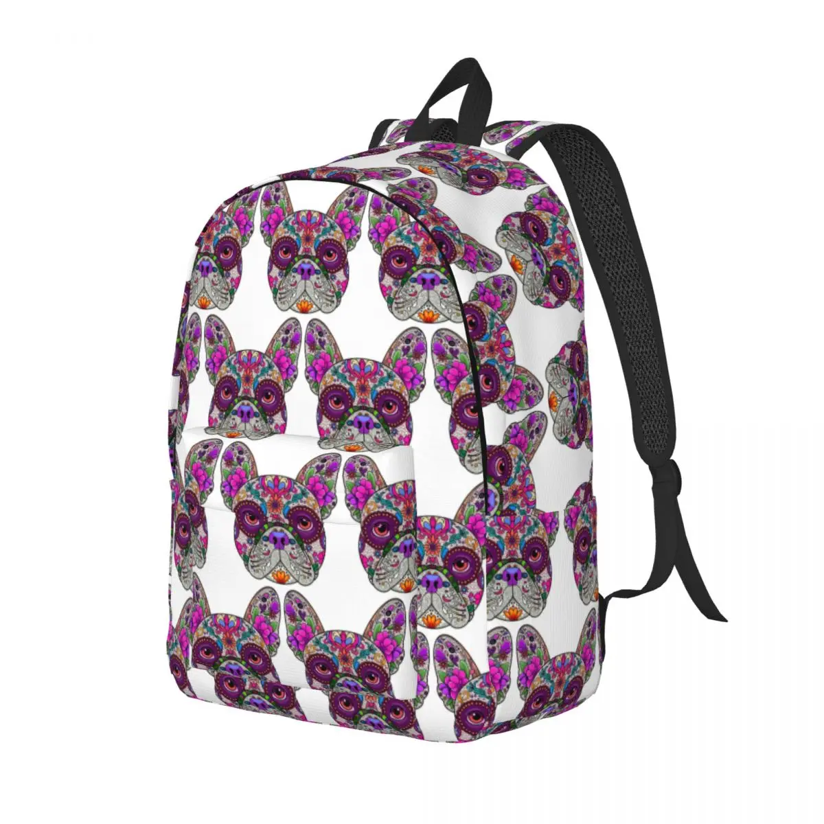 Mexican Day Of The Dead Dog Frenchie Student Backpack School Bag Hiking Travel Daypack Men Women Fashion Bookbag Shoulder Bags