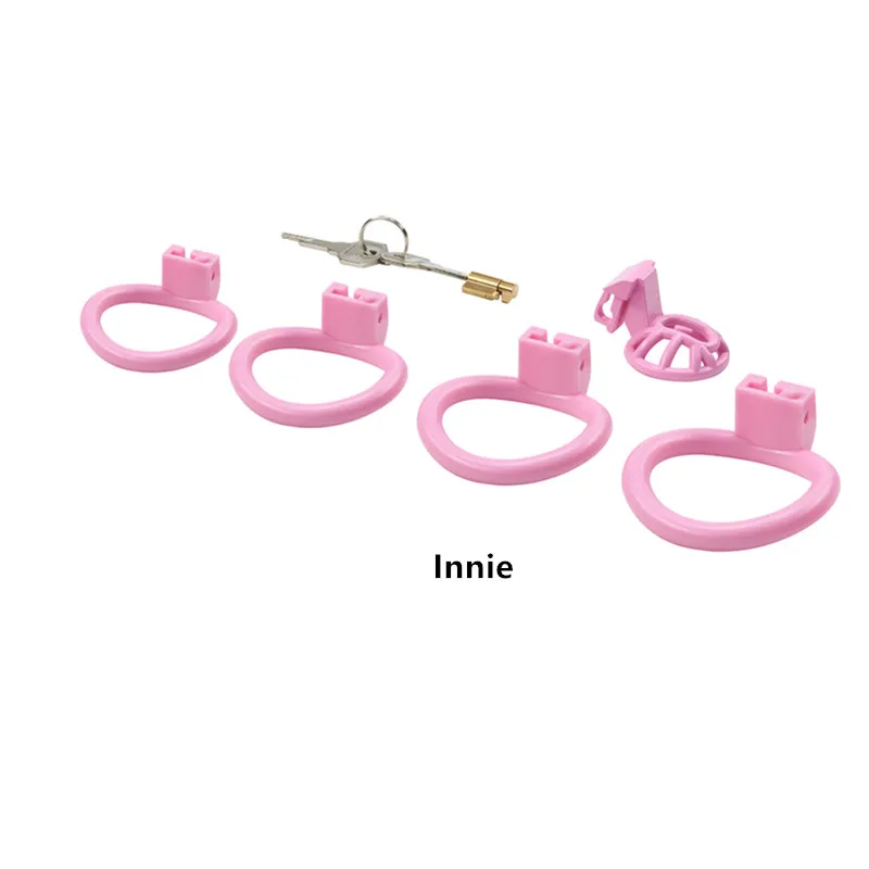 Locked In Lust Male Chastity Cage Innie Male Chastity Device with 4 Penis Ring ,Cherry Keeper MicroCage Sex Toys