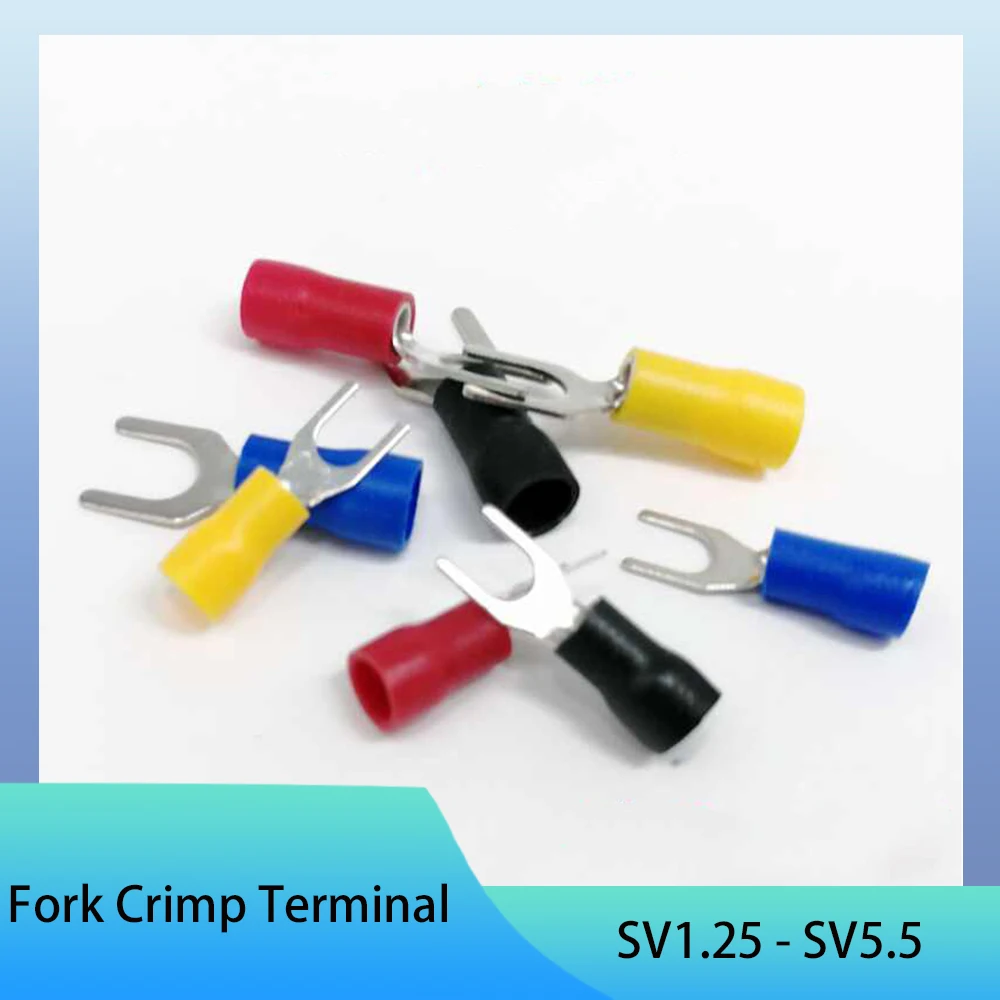 50/100Pcs Fork Crimp Terminal Electrical Wire Connectors Spade Lugs Quick Splice Cables Insulation Shoe Plugs Connection Screw