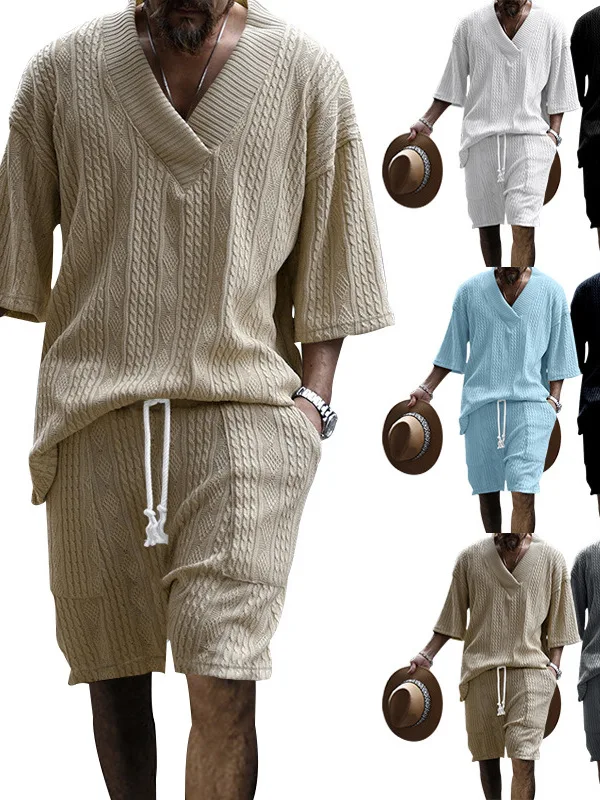 

Повседневный модный трикотажный топ и ортез для мужчин с футболкой Seven Sve Length Autumn Season Five Sve и ort Pants