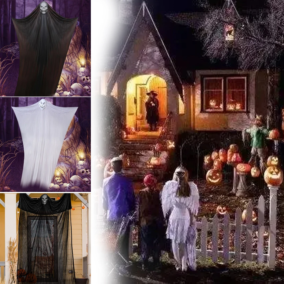 

3m Hallowmas Hanging Ghost Decoration Scary Skeleton Ghost Spooky With Creepy Sound And Glowing Mask Home Outside Yard