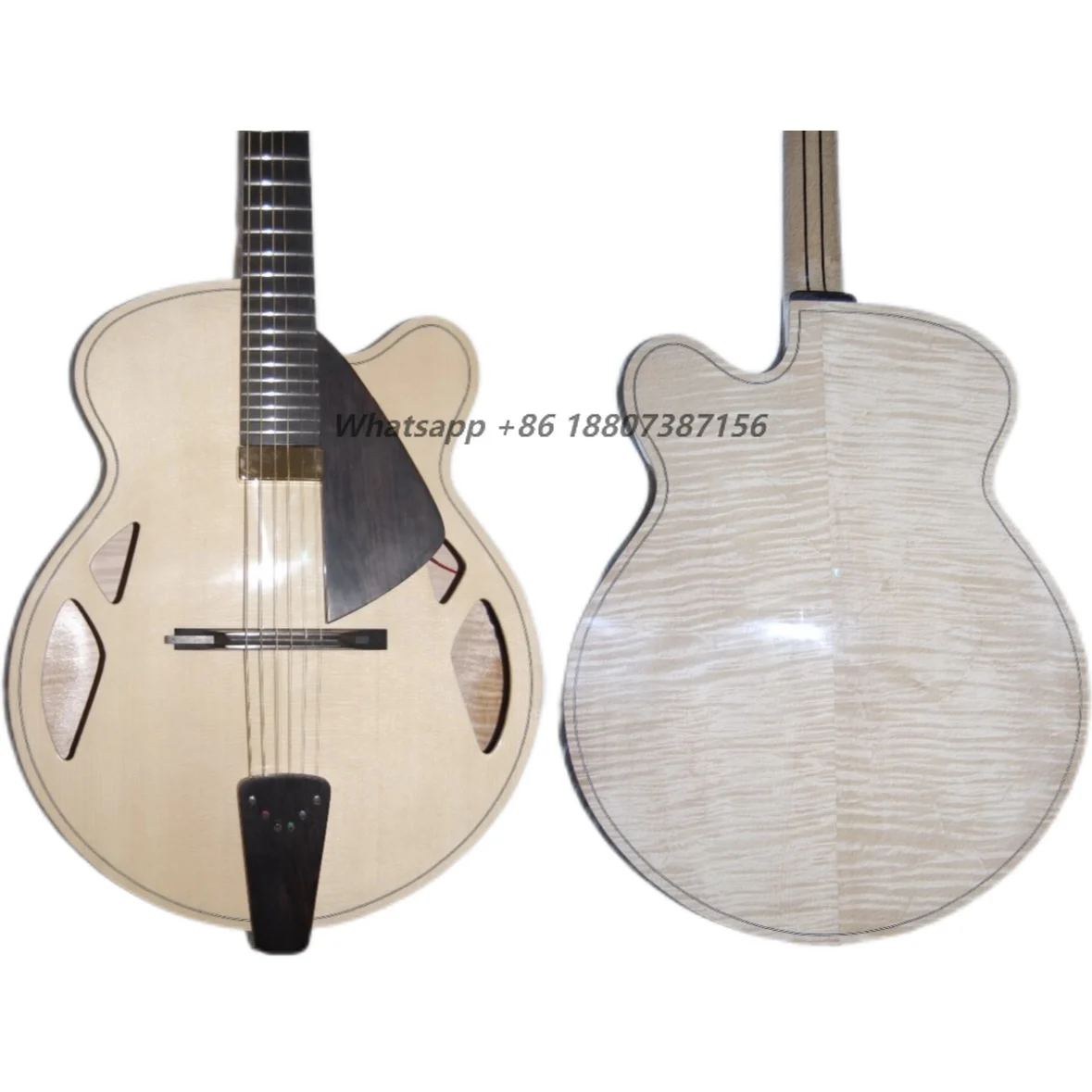 

Yunzhi Jazz Maple Guitar Semi-hollow Body Handmade Archtop Carved Solid Acoustic Electric Customizable Maple Jazz Guitar