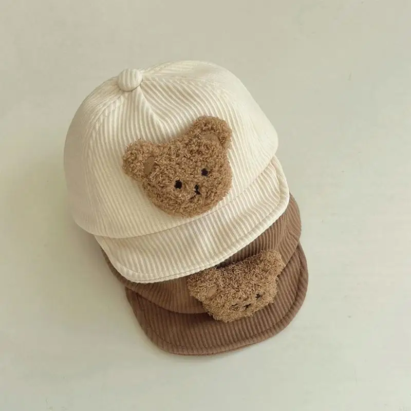 

54DF Sun Baseball Cap Baby Toddlers Hat Breathable Skin-Friendly & Cartoon Bear C