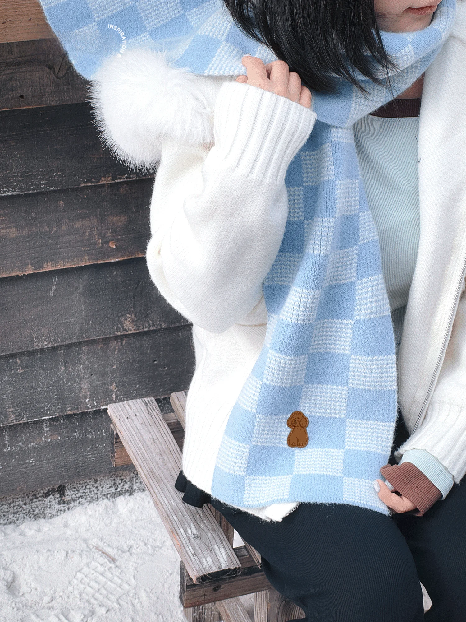 

Теплый вязаный шарф из флиса для осени и зимы в корейском стиле, универсальный подарок, мягкий, из полиэстера и нейлона