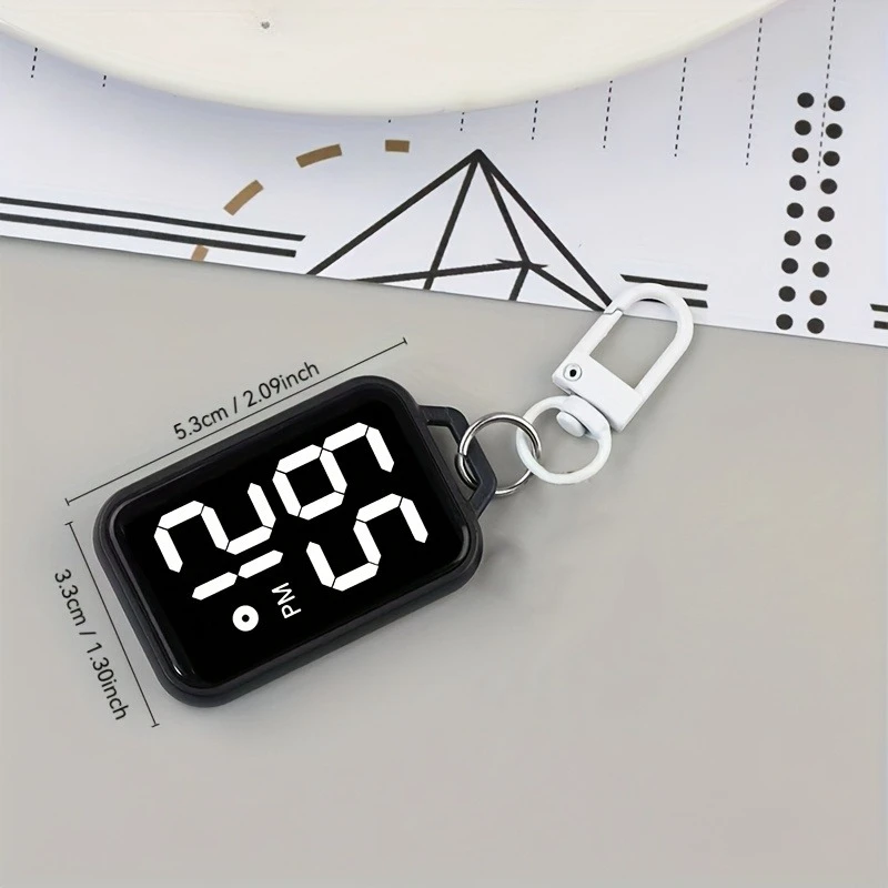 Digital display keychain pocket watch Square compact electronic pocket watch, portable keychain pocket watch view 3